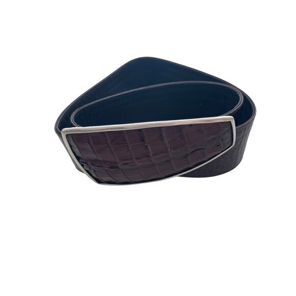 Womens Belt One Size Brown Crocodile Statement Buckle Leather main image 8